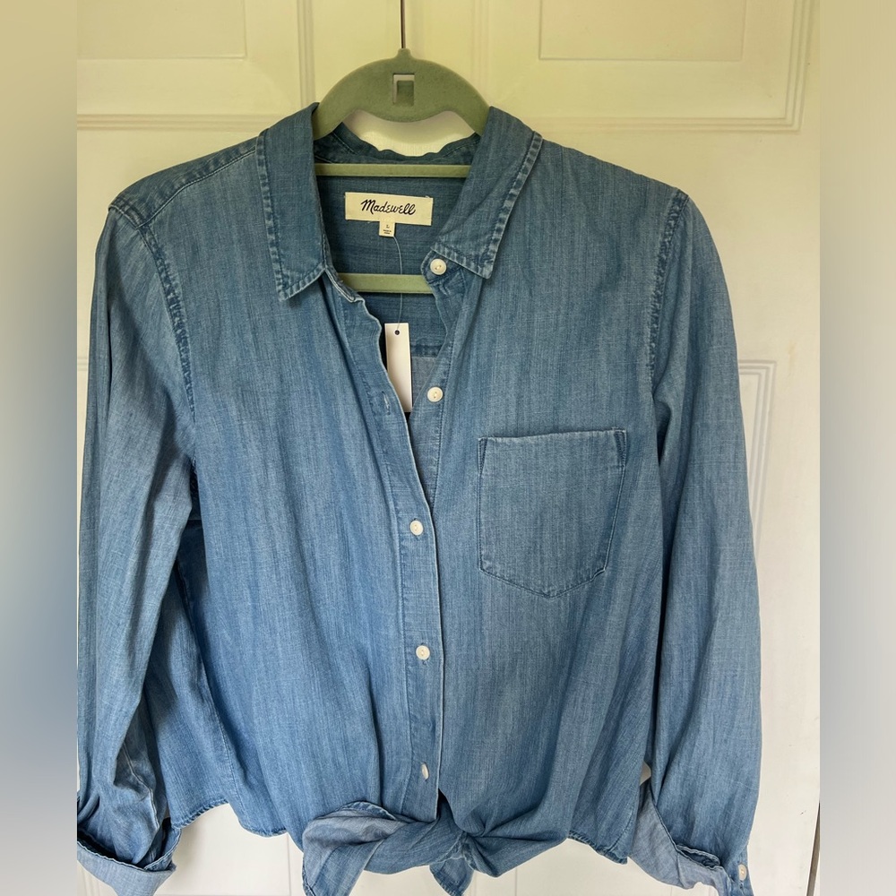 Brand new, size L, Madewell, Front Tie Chambray/Denim Shirt